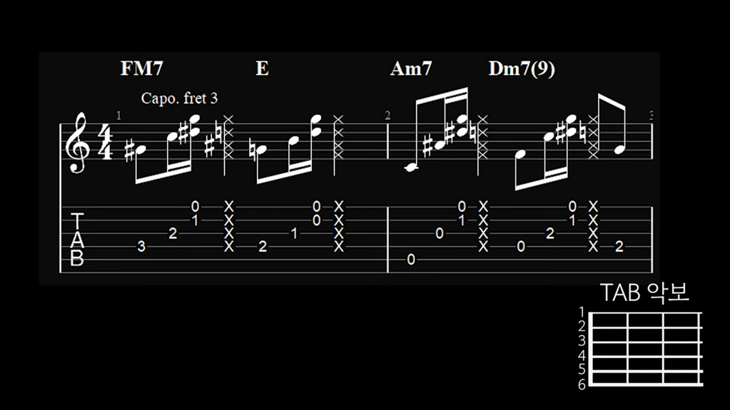 타브 악보 예시